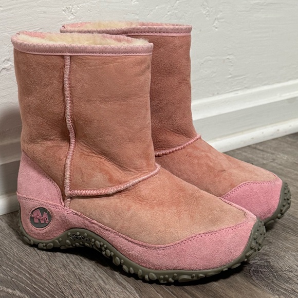 Merrel pink sherpa lined winter snow boots womens 7.5 - Picture 1 of 9